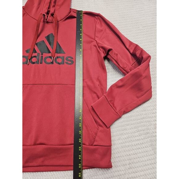 Adidas Sweatshirt Mens Medium Brick Red Hooded Pullover Aeroready Performance - Picture 2 of 8